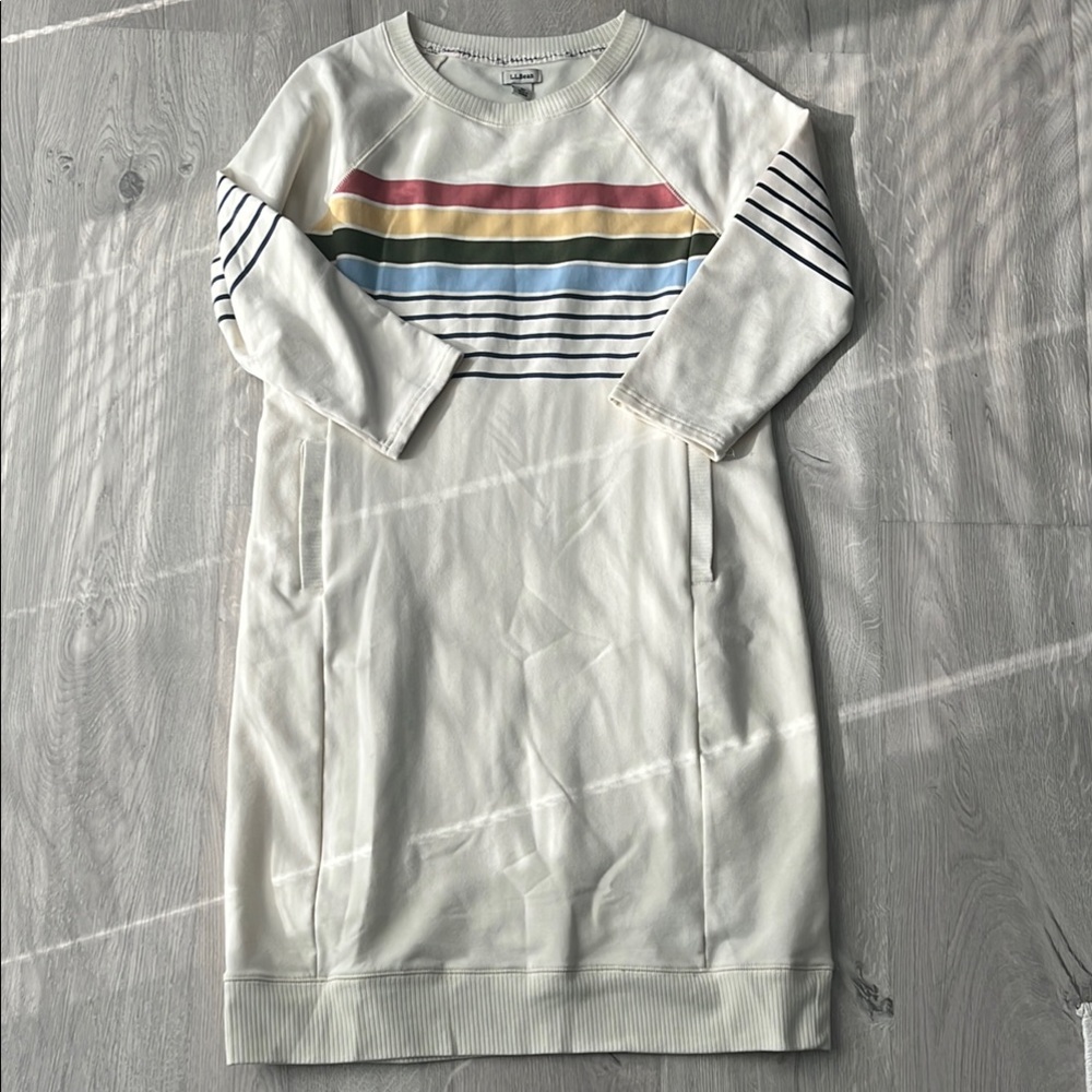 L.L. Bean 24/7 Striped Sweatshirt Dress XS